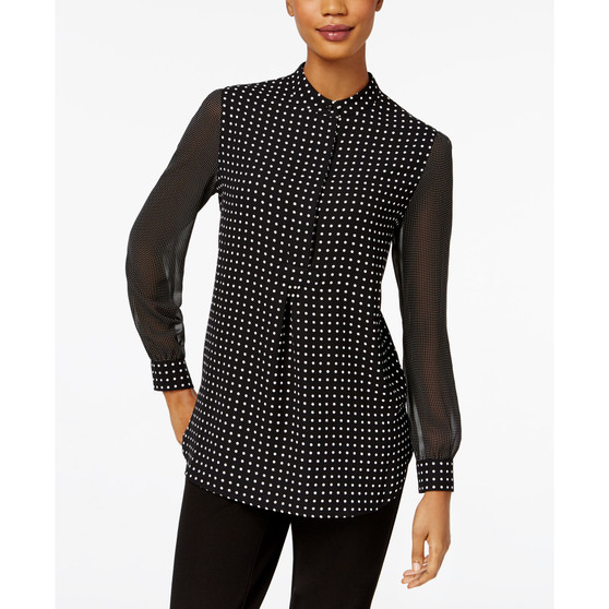 Petite Dot-Print Poet Blouse