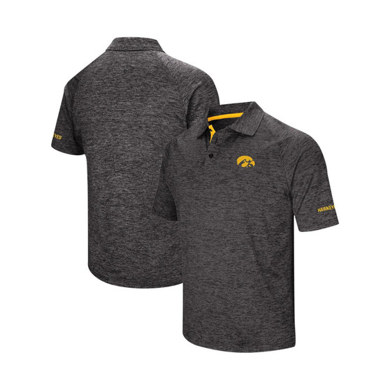 Men's Black Iowa Hawkeyes Big and Tall Down Swing Polo Shirt