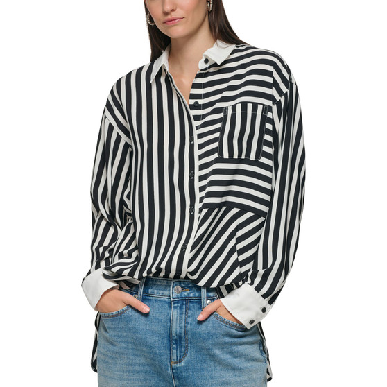 Women's Striped Button-Down Blouse