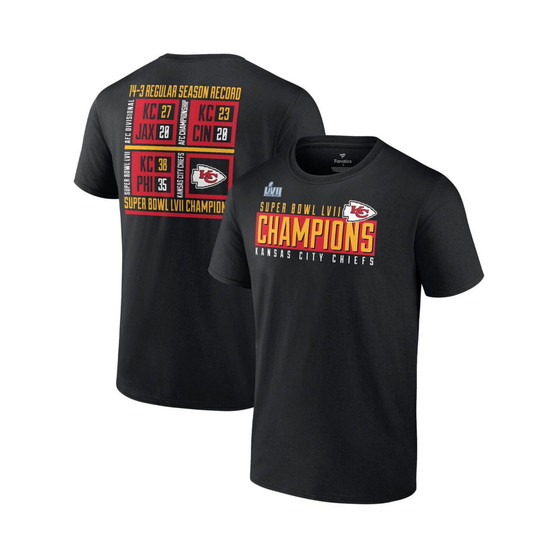 Men's Branded Black Kansas City Chiefs Super Bowl LVII Champions Big and Tall Scoreboard Showcase Schedule T-shirt