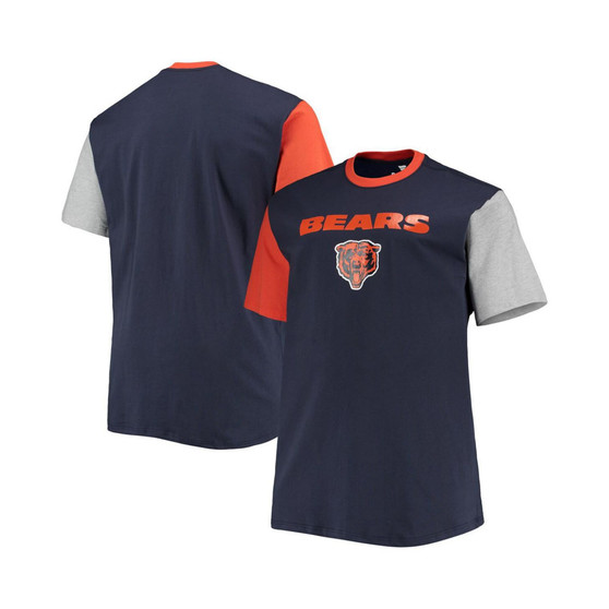 Men's Navy, Orange Chicago Bears Big and Tall Colorblocked T-shirt