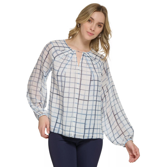 Women's Printed Keyhole-Neck Blouse