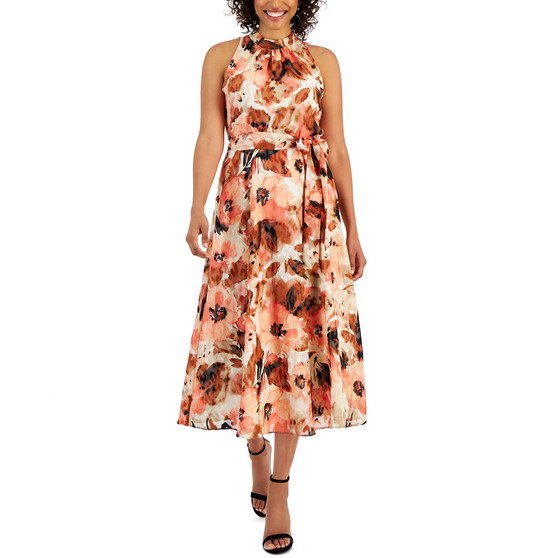 Ann Klein Women's Floral-Print Halter Midi Dress