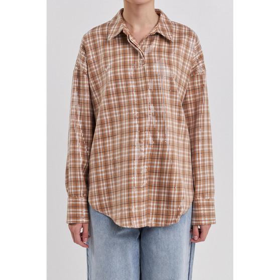Women's Plaid Sequin Shirts