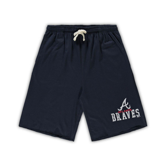 Men's Navy Atlanta Braves Big and Tall French Terry Shorts