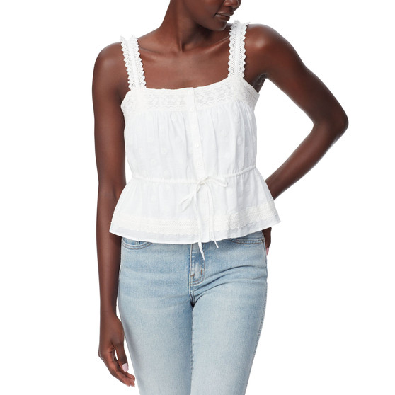 Women's Adeline Cotton Peasant Square-Neck Button-Front Top