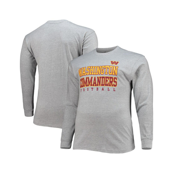 Men's Branded Heathered Gray Washington Commanders Big and Tall Practice Long Sleeve T-shirt