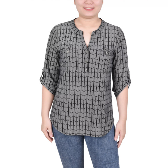 Women's Long Tab-Sleeve Top with Pockets