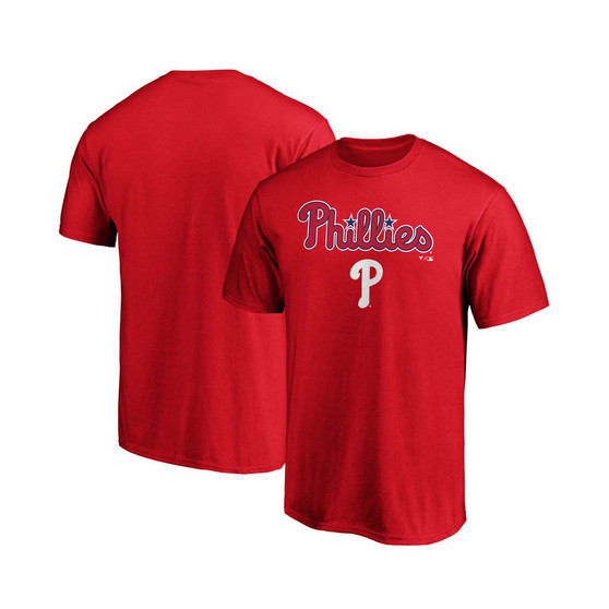 Men's Red Philadelphia Phillies Team Logo Lockup T-shirt
