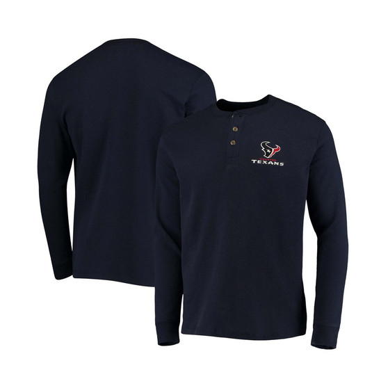 Men's Navy Houston Texans Maverick Thermal Henley Long Sleeve T-shirt