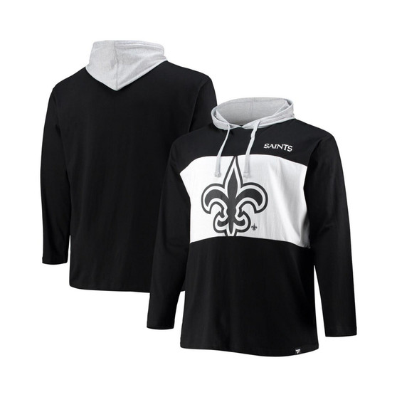 Men's Black New Orleans Saints Big & Tall Logo Hoodie Long Sleeve T-shirt