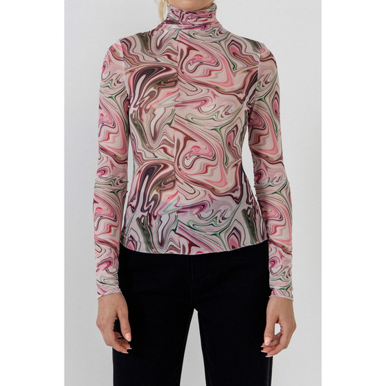 Women's Print Mesh Top