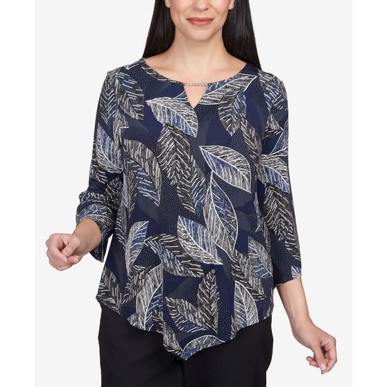 Petite Classics Leaves Pointed Hem Top