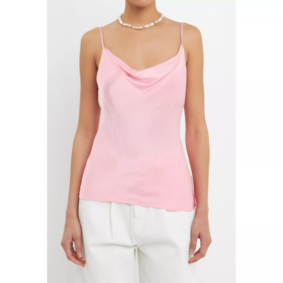 Women's Satin Cowl Neck Top
