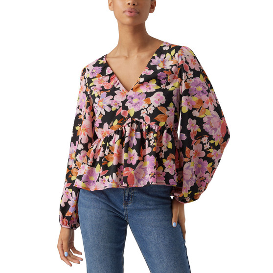 Women's Printed Empire-Waist Peplum-Hem Top