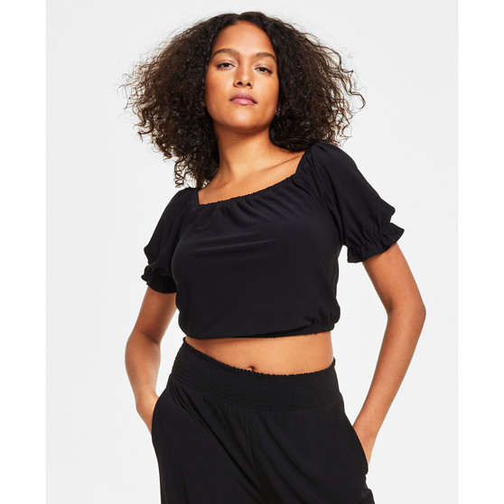 Women's Puff-Sleeve Crop Top, Created for Macy's