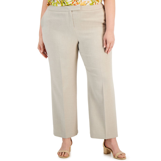 Plus Size Pebble Crepe Straight Leg Trousers