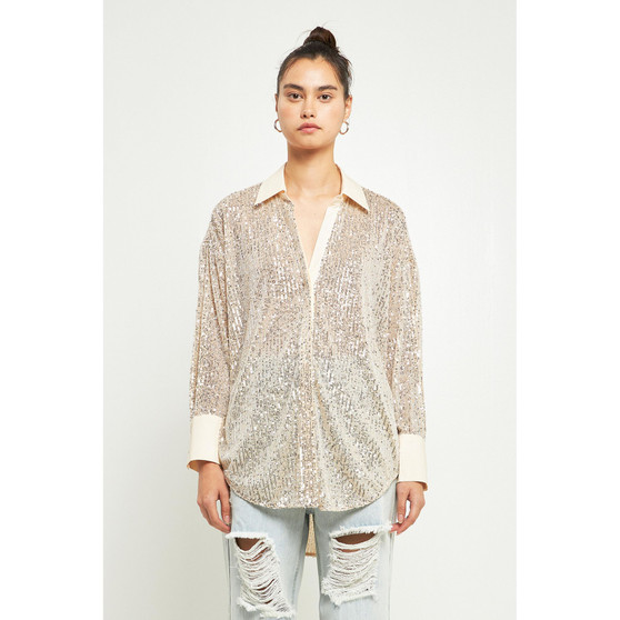 Women's Oversized Sequin Shirt