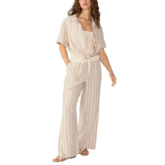 Women's Ocean Striped Short-Sleeve High-Low Shirt