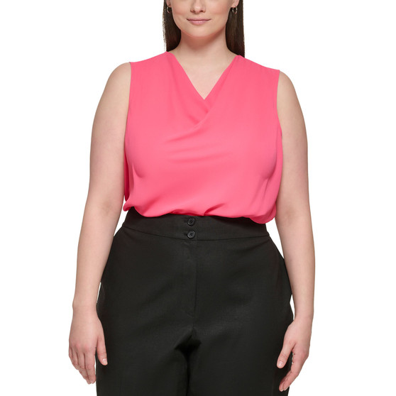 Plus Size Cowlneck Sleeveless Blouse