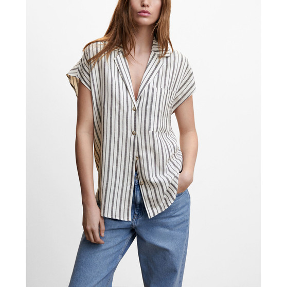 Women's Striped Linen-Blend Shirt