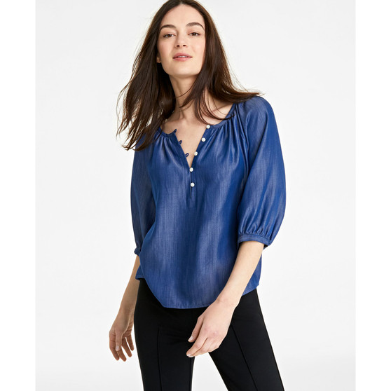 Women's Elbow-Length Balloon-Sleeve Top, Created for Macy's