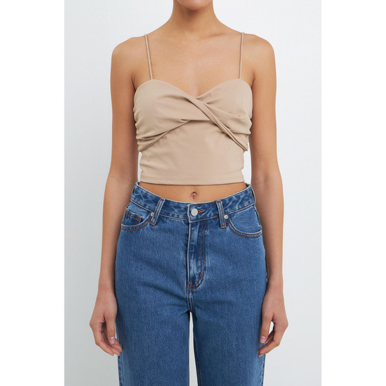 Women's Ruched Nylon Jersey Back Twist Tank