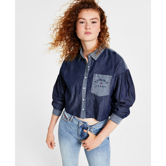 Women's Two-Tone Chambray Button-Front Shirt