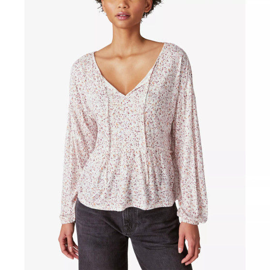 Women's Printed Tie-Neck Top