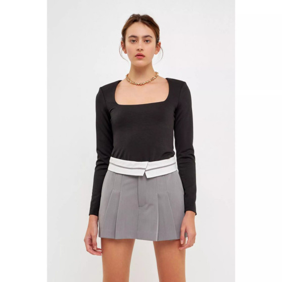 Women's Square Neck Shoulder Pad Bodysuit