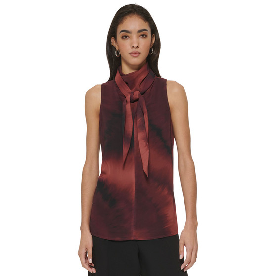 Women's Tie-Neck Sleeveless Blouse