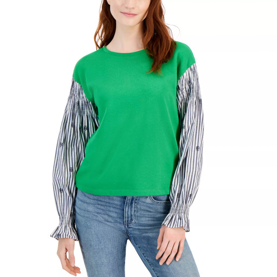 Women's Mixed-Media Long-Sleeve Sweatshirt
