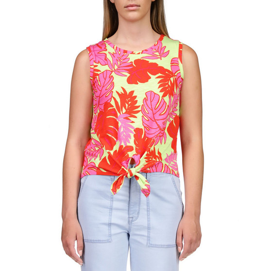 Women's Good Days Printed Tie-Hem Sleeveless Top