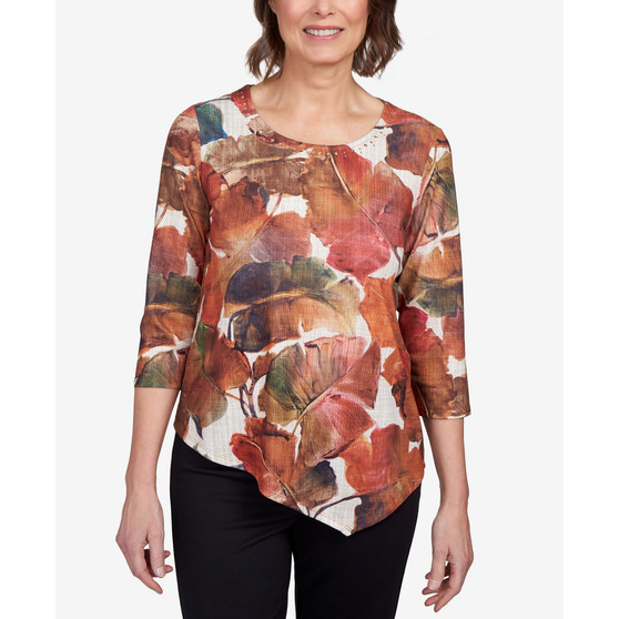 Women's Classics Autumn Leaves Asymmetric Hem Top
