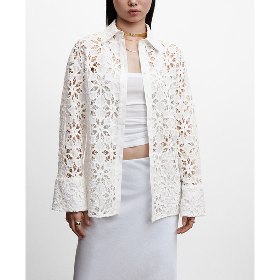 Women's Strip Detail Guipure Shirt