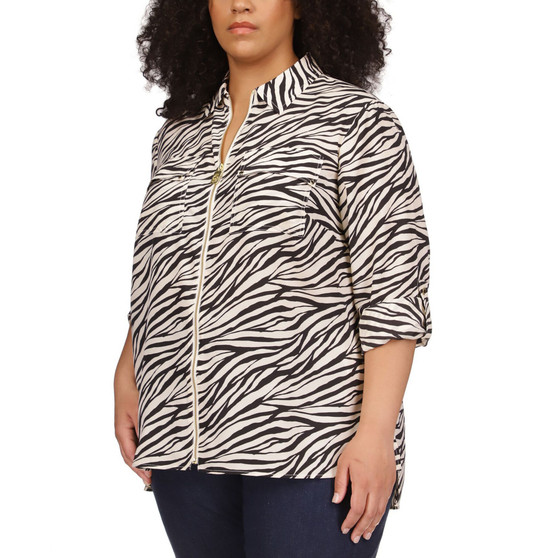 Plus Size Tiger Dog Tag Printed Top