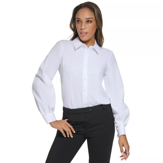 Women's Balloon-Sleeve Button-Down Blouse