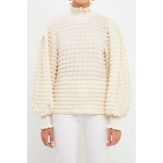 Women's Textured Smock Neck Blouse