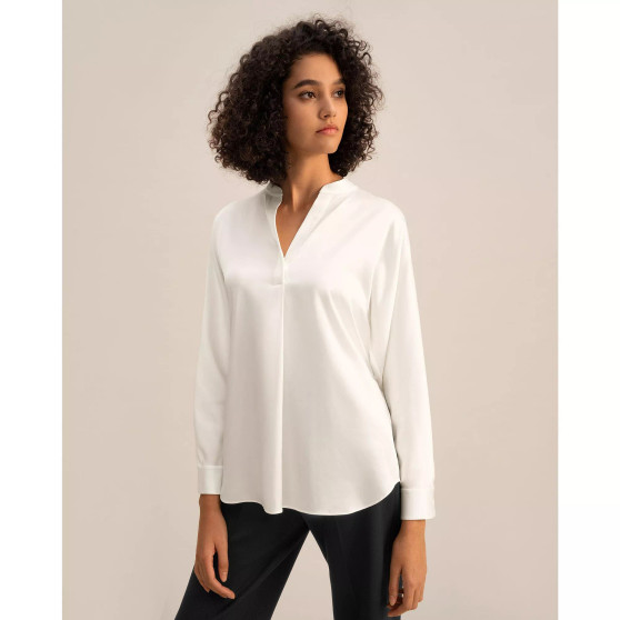 Loungeful Split Neck Silk Shirt for Women