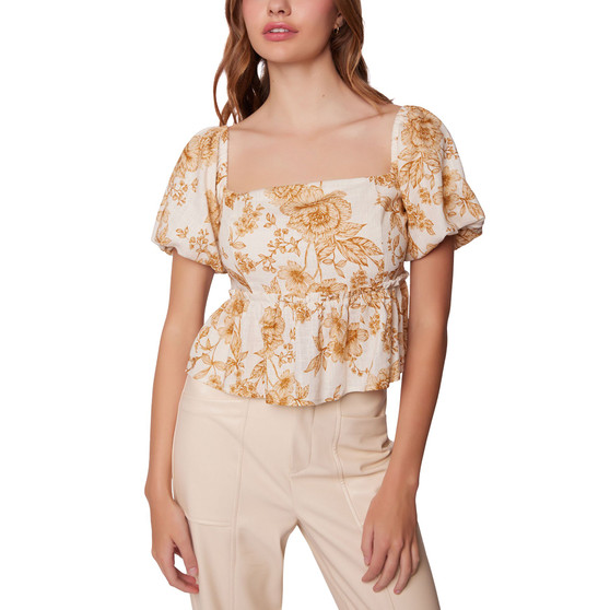 Women's Toasted Rose Floral Peplum Top