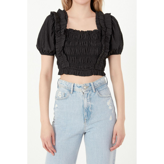 Women's Smocked Cropped Top