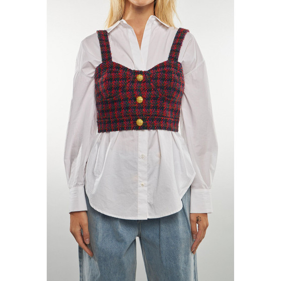 Women's Boucle Tweed Cropped Top