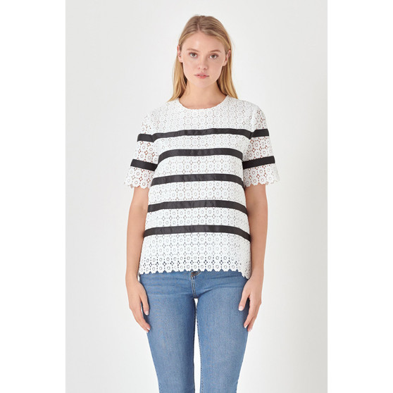 Women's Lace Striped Top