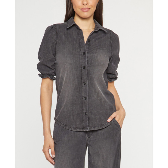 Women's Smocked Sleeve Denim Shirt