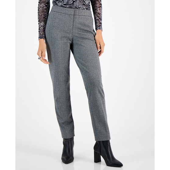 Women's Shimmer Herringbone Straight-Leg Ankle Pants, Created for Macy's