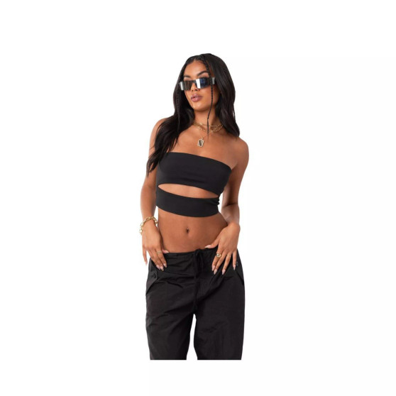 Women's Strapless Crop Top With Cut Out