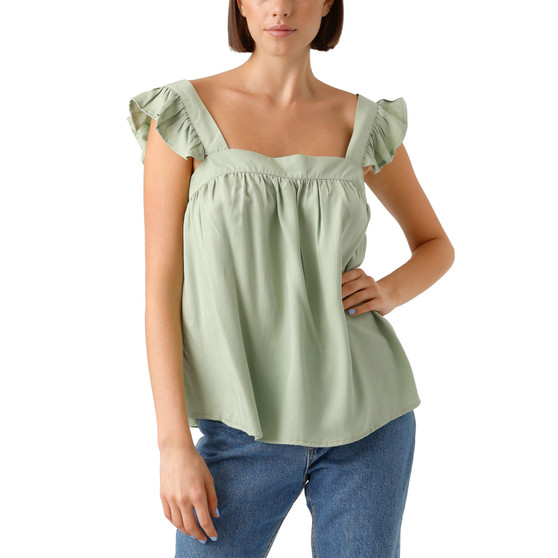 Women's Solid Ruffled-Strap Square-Neck Top
