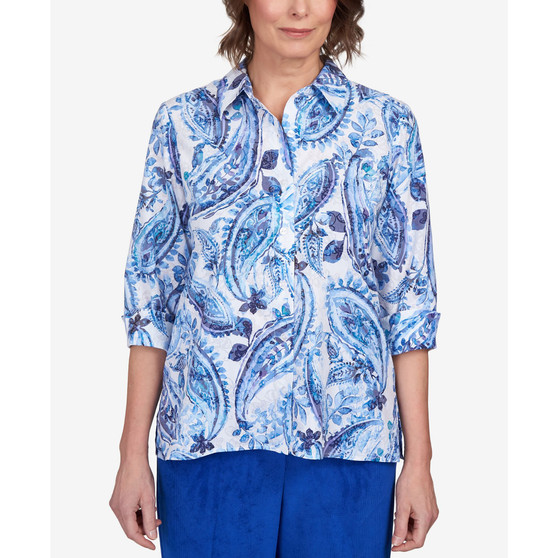 Women's Classics Paisley Power Button Down Top