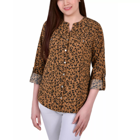 Petite Tab Y Neck Blouse