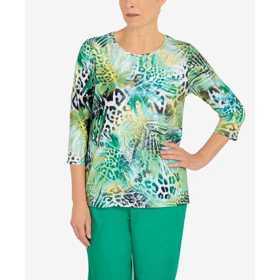 Petite Island Vibes Cheetah Tropical Leaf Top